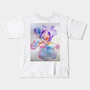 Iris Watercolor Painting - Ethereal Purple Kids T-Shirt